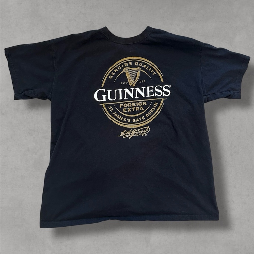 Guinness T-Shirt Adult Size L Black Short Sleeve Dublin Foreign Extra Men's